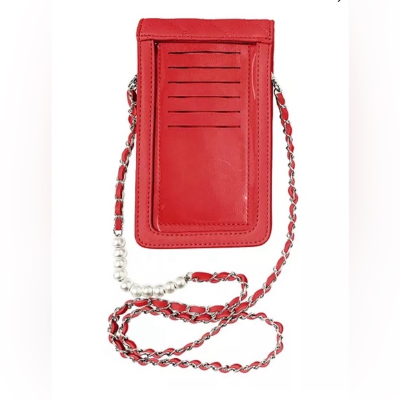 Badgley Mischka Red Quilted Crossbody Bag with Chain Strap • NIB - Picture 3 of 8